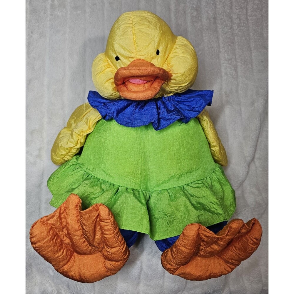 Vintage 1991 Plush Creations Neon Parachute Duck Plush Clown Outfit Puffalump